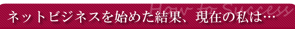 �l�b�g�r�W�l�X���n�߂����ʁA���݂̎��́E�E�E
