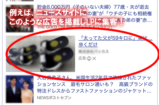 アドアフィリエイトの配信先の例