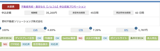 野村不動産売却の一括査定のアフィリエイト案件