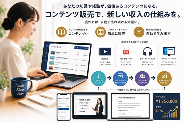 コンテンツ販売と、Aiマーケティング講座のイメージ画像