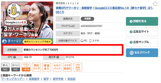 留学のアフィリエイト